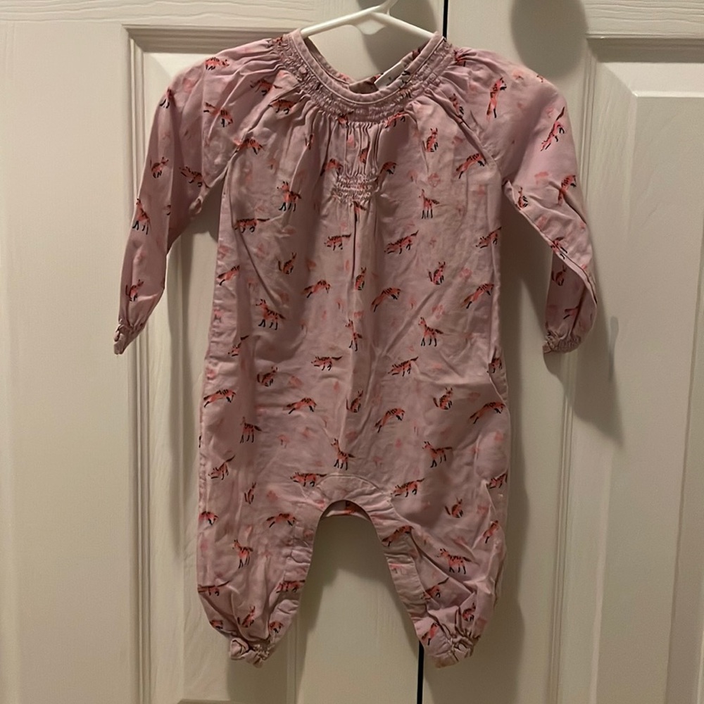 EGG purple play suit with fox detail. Size 3 months